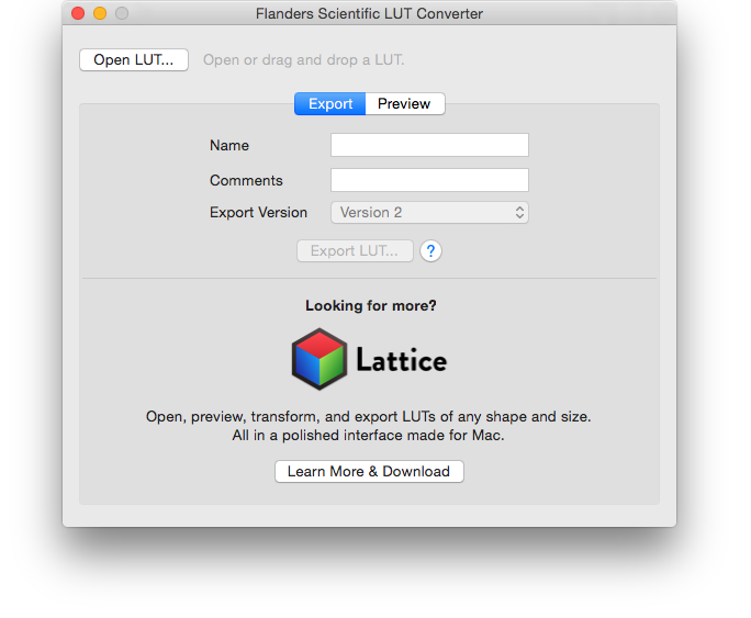 FSI LUT Converter program window